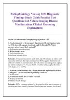 Pathophysiology Nursing 2026 Diagnostic &NewLine;Findings Study Guide Practice Test &NewLine;Questions Lab Values Imaging Disease &NewLine;Manifestations Clinical Reasoning &NewLine;Explanations 