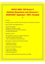 NVCC NSG 100 Exam 2&NewLine;&lpar;Safety&rpar; Questions and Answers &vert;&NewLine;2026&sol;2027 Updated &vert; 100&percnt; Graded&NewLine;&plus;&NewLine;Safe care&NewLine;avoiding injuries to patients from the care that is intended to help them&NewLine;Nurses should encourage patients to&colon;&NewLine;&ast; Good hand hygiene&NewLine;&ast; Asking for help w