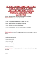 BLS TEST&sol; FINAL EXAM QUESTIONS &NewLine;GRADE A&plus; COMPLETE EXAM &NewLine;QUESTIONS AND 100&percnt; VERIFIED &NewLine;ANSWERS &lpar;2026&sol;2027&rpar; PASS &NewLine;GUARANTEE 