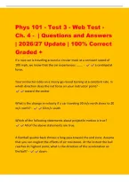 Phys 101 - Test 3 - Web Test -&NewLine;Ch&period; 4 - &vert; Questions and Answers&NewLine;&vert; 2026&sol;27 Update &vert; 100&percnt; Correct&NewLine;Graded &plus;&NewLine;If a race car is traveling around a circular track at a constant speed of&NewLine;100 mph&comma; we know that the car experiences &period;&period;&period;&period;&period;&period;&period;&period; - a centripetal&NewLine;forc