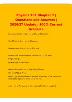 Physics 101 Chapter 1 &vert;&NewLine;Questions and Answers &vert;&NewLine;2026&sol;27 Update &vert; 100&percnt; Correct&NewLine;Graded &plus;&NewLine;two elements of a vector - Size and Direction&NewLine;SI or Metric System - Kilograms&NewLine;Gravity's natural force - 9&period;81 m&sol;