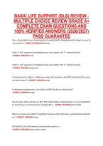 BASIC LIFE SUPPORT &lpar;BLS&rpar; REVIEW - &NewLine;MULTIPLE CHOICE REVIEW GRADE A&plus; &NewLine;COMPLETE EXAM QUESTIONS AND &NewLine;100&percnt; VERIFIED ANSWERS &lpar;2026&sol;2027&rpar; &NewLine;PASS GUARANTEE 