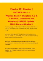 Physics 101 Chapter 1&NewLine;PHYSICS 101 - 1&NewLine;Physics Exam 1 Chapters 1&comma; 2 &&NewLine;3 Review &vert; Questions and&NewLine;Answers &vert; 2026&sol;27 Update &vert;&NewLine;100&percnt; Correct Graded &plus;&NewLine;How many sig figs should be in the result of multiplying 11&period;3 cm by 6&period;8&NewLine;cm&quest; - 2 sig figs &lpar;77 cm&sup2;&rpar;&comma; dictat