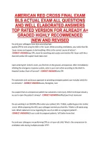 AMERICAN RED CROSS FINAL EXAM &NewLine;BLS ACTUAL EXAM ALL QUESTIONS &NewLine;AND WELL ELABORATED ANSWERS &NewLine;TOP RATED VERSION FOR ALREADY A&plus; &NewLine;GRADED HIGHLY RECOMMENDED &NewLine;&vert;NEW AND REVISED 