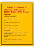 Physics 101 Chapters 1-4&NewLine;&vert; Questions and Answers &vert;&NewLine;2026&sol;27 Update &vert; 100&percnt; Correct&NewLine;Graded &plus;&NewLine;2 steps to solve motion problems&NewLine;1&period; Develop simple representation of motion&NewLine;2&period; Analyze motion with math&NewLine;Motion&NewLine;the change of an object's position with