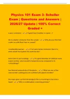 Physics 101 Exam 3- Scheller&NewLine;Exam &vert; Questions and Answers &vert;&NewLine;2026&sol;27 Update &vert; 100&percnt; Correct&NewLine;Graded &plus;&NewLine;a poor conductor - A good heat insulator is a poor&period;&period;&period;&quest;&NewLine;tile is a better conductor than the carpet - Why do your feet feel&NewLine;cooler on a tile floor than 
