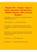 Physics 101 - chapter 1 &lpar;day 1&rpar;&NewLine;Exam &vert; Questions and Answers &vert;&NewLine;2026&sol;27 Update &vert; 100&percnt; Correct&NewLine;Graded &plus;&NewLine;nature of physics - the behavior and composition of matter and&NewLine;energy and their interaction&NewLine;classical and modern - the 2 branches of physics&colon;&NewLine;clas