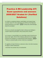 Practice A RN Leadership ATI&NewLine;Exam questions and answers&NewLine;2026&sol;2027 Graded A&plus; &lpar;Verified&NewLine;Solutions&rpar;&NewLine;Q&colon; A client is considering having a tubal ligation and reports being&NewLine;uncertain about if it is the right thing to do&period; Which of the following&NewLine;actions shou