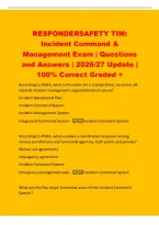 RESPONDERSAFETY TIM&colon;&NewLine;Incident Command &&NewLine;Management Exam &vert; Questions&NewLine;and Answers &vert; 2026&sol;27 Update &vert;&NewLine;100&percnt; Correct Graded &plus;&NewLine;According to FEMA&comma; what is the name for a standardized&comma; on-scene&comma; allhazards incident management organizational structure&quest;&NewLine;Incid