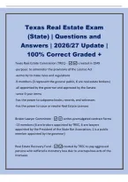 Texas Real Estate Exam &lpar;National&rpar; &vert; Questions and Answers &vert; 2026&sol;27 Update &vert; 100&percnt; Correct Graded &plus; real property -the tangible real estate and intangible rights associated with the ownership of real estate -transfers by deed or will personal proper