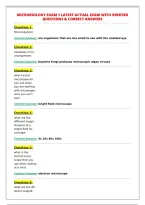 MICROBIOLOGY EXAM 1 LATEST ACTUAL EXAM WITH VERIFIED&NewLine;QUESTIONS & CORRECT ANSWERS&NewLine;