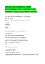 Florida Civic Literacy Test Study Guide&colon; 117 Practice Questions with Verified Answers & Landmark Supreme Court Cases &lpar;2026-2027 Edition&rpar;