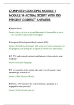 COMPUTER CONCEPTS MODULE 1&NewLine;MODULE 14 ACTUAL SCRIPT WITH 100&NewLine;PERCENT CORRECT ANSWERS