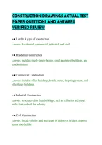 CONSTRUCTION DRAWINGS ACTUAL TEST&NewLine;PAPER QUESTIONS AND ANSWERS&NewLine;VERIFIED REVIEW