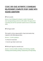 COUC 500 QUIZ AUTHENTIC COUNSELING RELATIONSHIP COMPLETE STUDY GUIDE WITH