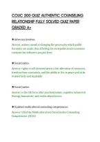 COUC 500 QUIZ AUTHENTIC COUNSELING RELATIONSHIP FULLY SOLVED QUIZ PAPER