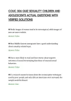 COUC 506 QUIZ SEXUALITY CHILDREN AND ADOLESCENTS ACTUAL QUESTIONS WITH