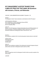 NYC MANAGEMENT AUDITOR TRAINEE EXAM &ndash; COMPLETE PRACTICE TEST BANK 300 Questions with Answers&comma; Choices&comma; and Rationales&period;pdf&NewLine;&NewLine;