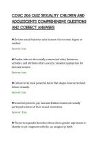 COUC 506 QUIZ SEXUALITY CHILDREN AND&NewLine;ADOLESCENTS COMPREHENSIVE QUESTIONS&NewLine;AND CORRECT ANSWERS