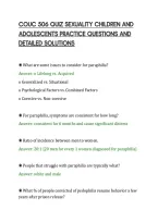 COUC 506 QUIZ SEXUALITY CHILDREN AND&NewLine;ADOLESCENTS PRACTICE QUESTIONS AND&NewLine;DETAILED SOLUTIONS