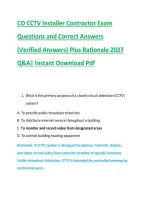 CO CCTV Installer Contractor Exam &NewLine;Questions and Correct Answers &NewLine;&lpar;Verified Answers&rpar; Plus Rationale 2027 &NewLine;Q&A&vert; Instant Download Pdf