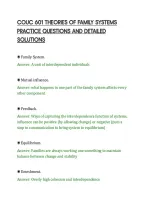 COUC 601 THEORIES OF FAMILY SYSTEMS&NewLine;PRACTICE QUESTIONS AND DETAILED&NewLine;SOLUTIONS