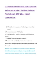 CO Demolition Contractor Exam Questions &NewLine;and Correct Answers &lpar;Verified Answers&rpar; &NewLine;Plus Rationale 2027 Q&A&vert; Instant &NewLine;Download Pdf