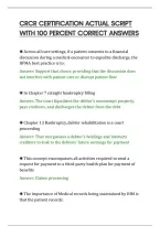 CRCR CERTIFICATION ACTUAL SCRIPT&NewLine;WITH 100 PERCENT CORRECT ANSWERS