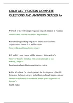 CRCR CERTIFICATION COMPLETE&NewLine;QUESTIONS AND ANSWERS GRADED A&plus;