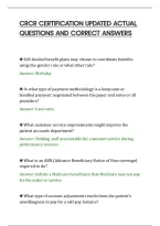 CRCR CERTIFICATION UPDATED ACTUAL&NewLine;QUESTIONS AND CORRECT ANSWERS