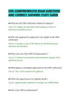 CRIS COMPREHENSIVE EXAM QUESTIONS&NewLine;AND CORRECT ANSWERS STUDY GUIDE