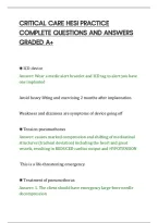 CRITICAL CARE HESI PRACTICE&NewLine;COMPLETE QUESTIONS AND ANSWERS&NewLine;GRADED A&plus;&NewLine;