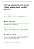 CRITICAL CARE HESI PRACTICE UPDATED&NewLine;ACTUAL QUESTIONS AND CORRECT&NewLine;ANSWERS