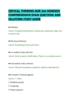CRITICAL THINKING NUR 200 HONDROS&NewLine;COMPREHENSIVE EXAM QUESTIONS AND&NewLine;SOLUTIONS STUDY GUIDE&NewLine;