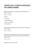 CROSSFIT LEVEL 2 COMPLETE QUESTION SET&NewLine;WITH VERIFIED ANSWERS