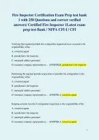 NFPA Fire Inspector 1 Certification Exam Prep test banks 1 and 2 Bundle with 516 Questions and correct verified answers&sol; Certified Fire Inspector 1 Latest exam prep test Bank &sol; NFPA CFI-I &sol; CFI&sol; certified fire inspector 1 