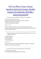 TCFP Fire Officer IV Exam Practice Questions And Correct Answers &lpar;Verified Answers&rpar; Plus Rationales 2026 Q&A &vert; Instant Download PDF