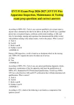 EVT F1 Exam Prep 2026-2027 &vert; EVT F1 Fire Apparatus Inspection&comma; Maintenance & Testing exam prep questions and correct answers
