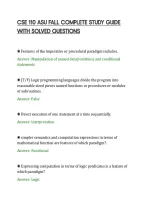 CSE 110 ASU FALL COMPLETE STUDY GUIDE&NewLine;WITH SOLVED QUESTIONS