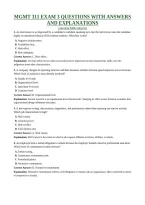 MGMT 311 EXAM 3 QUESTIONS WITH ANSWERS AND EXPLANATIONS &vert; American Public University