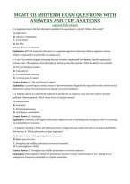 MGMT 311 MIDTERM EXAM QUESTIONS WITH ANSWERS AND EXPLANATIONS &vert; American Public University