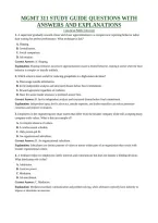 MGMT 311 Exams 1&comma; 2 & 3 &plus; Midterm & Final Exam &vert; Complete Exam Prep&comma; Study Guide & Practice Questions with Answers and Explanations Bundle