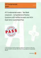 ATI Fundamentals exam 1  Test Bank &NewLine;2025&sol;2026 &ndash; Comprehensive Practice &NewLine;Questions with Verified Answers and NGN&NewLine;Style Items Guaranteed Pass 