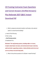 CO Framing Contractor Exam Questions &NewLine;and Correct Answers &lpar;Verified Answers&rpar; &NewLine;Plus Rationale 2027 Q&A&vert; Instant &NewLine;Download Pdf