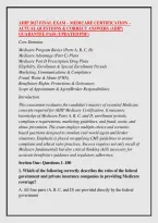 AHIP 2027 FINAL EXAM &ndash; MEDICARE CERTIFICATION &ndash; &NewLine;ACTUAL QUESTIONS & CORRECT ANSWERS &lpar;AHIP&rpar; &NewLine;GUARANTEE PASS &lpar;UPDATED PDF&rpar;