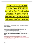 REx-PN Clinical Judgment &NewLine;Practice Exam 2026&ndash;2027&vert; &NewLine;Complete Test Prep Practice &NewLine;Questions With Answers & &NewLine;Detailed Rationales &vert;clinical &NewLine;Judgment &Safety &vert;A&plus; Rated 