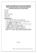 NURSING FUNDAMENTALS FINAL EXAM &vert;COMPLETE STUDY GUIDE WITH 100&percnt; ACCURATE QUESTIONS & ANSWERS&excl; EXCELLENCE GUARANTEED&excl;