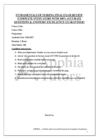 FUNDAMENTALS OF NURSING FINAL EXAM REVIEW &vert;COMPLETE STUDY GUIDE WITH 100&percnt; ACCURATE QUESTIONS & ANSWERS&excl; EXCELLENCE GUARANTEED&excl;