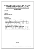 INTRODUCTORY CLINICAL PHARMACOLOGY TEST BANK OVERVIEW &vert;COMPLETE STUDY GUIDE WITH 100&percnt; ACCURATE QUESTIONS & ANSWERS&excl; EXCELLENCE GUARANTEED&excl;