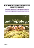 TEST BANK for Cultural Anthropology 13th &NewLine;Edition by Serena Nanda &NewLine;Complete Chapters 1-15 With Verified Questions & &NewLine;Correct Answers for Exam Preparation&vert; A&plus; GRADED 